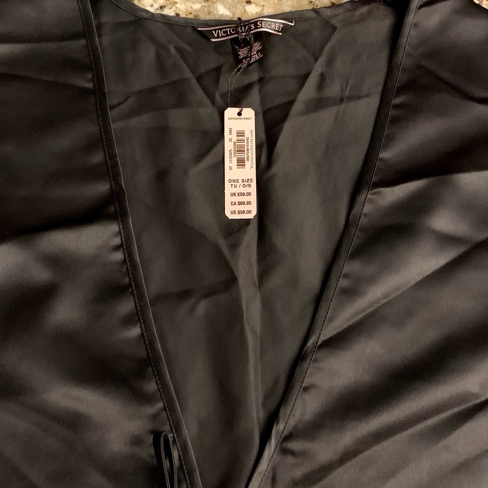 Victoria’s Secret Black Satin Cover-up Robe OSFA